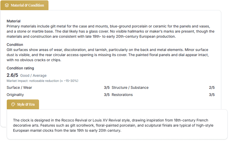 Material and condition snapshot